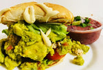 Avocado Chicken sandwich & side chili beans